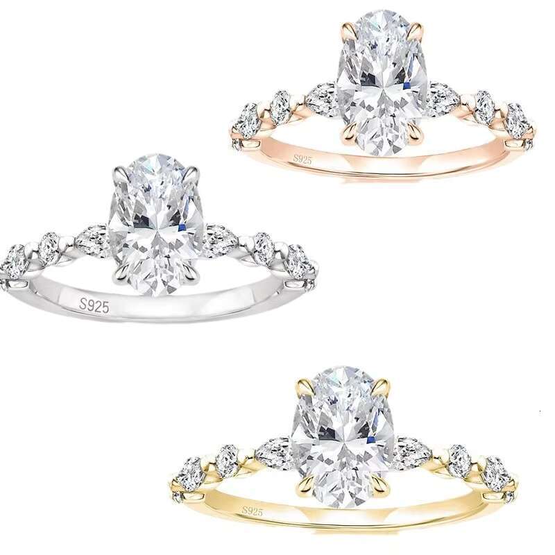 Moissanite Sterling Silver Natural Emerald Pear Pink Rings 2Ct Lab Diamond Engagement Ring For Women Stainless Steel
