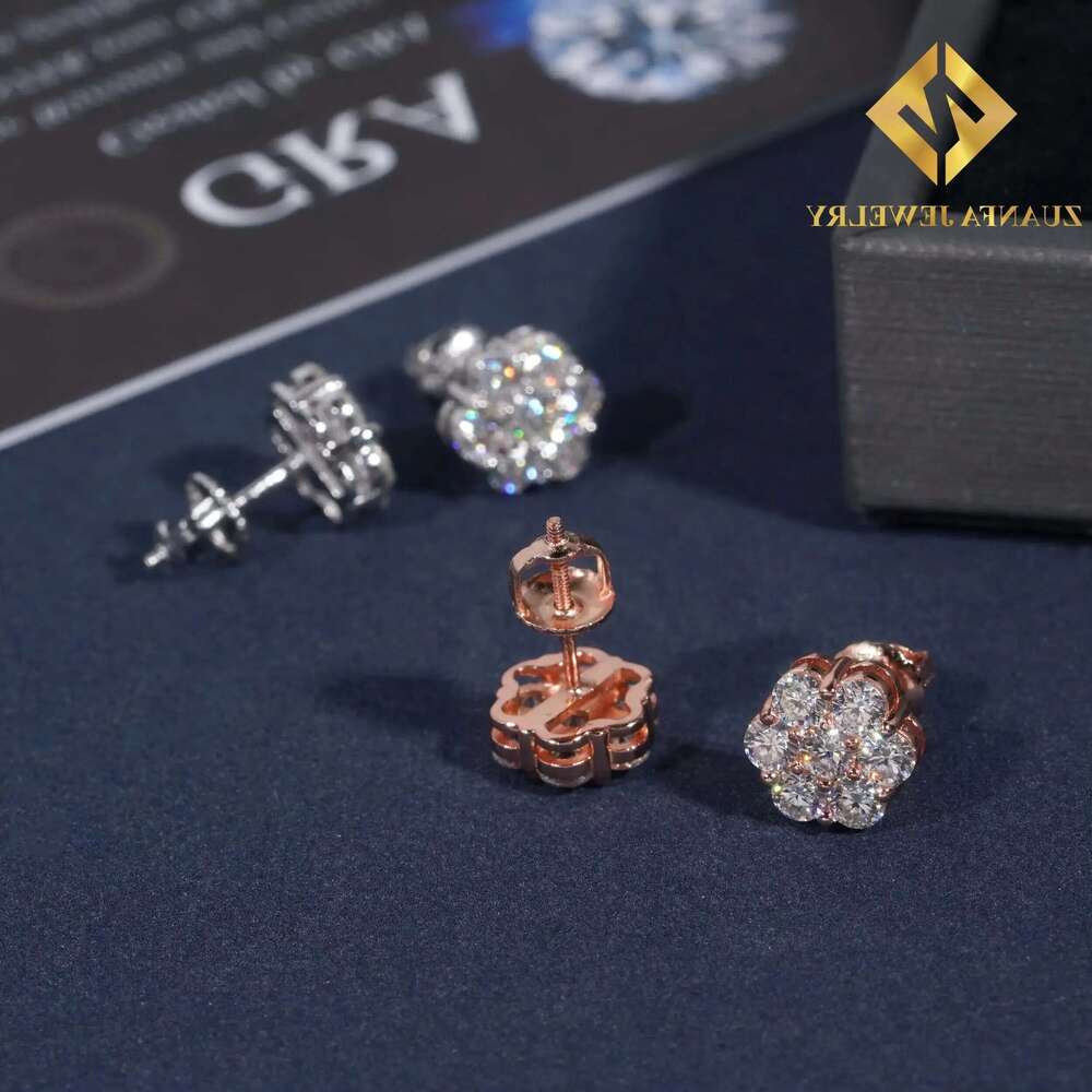 9mm Sun wer Design Sterg Sier VVS Moissanite Stud Hip Hop Earring Jewelry For Men Women designer bag