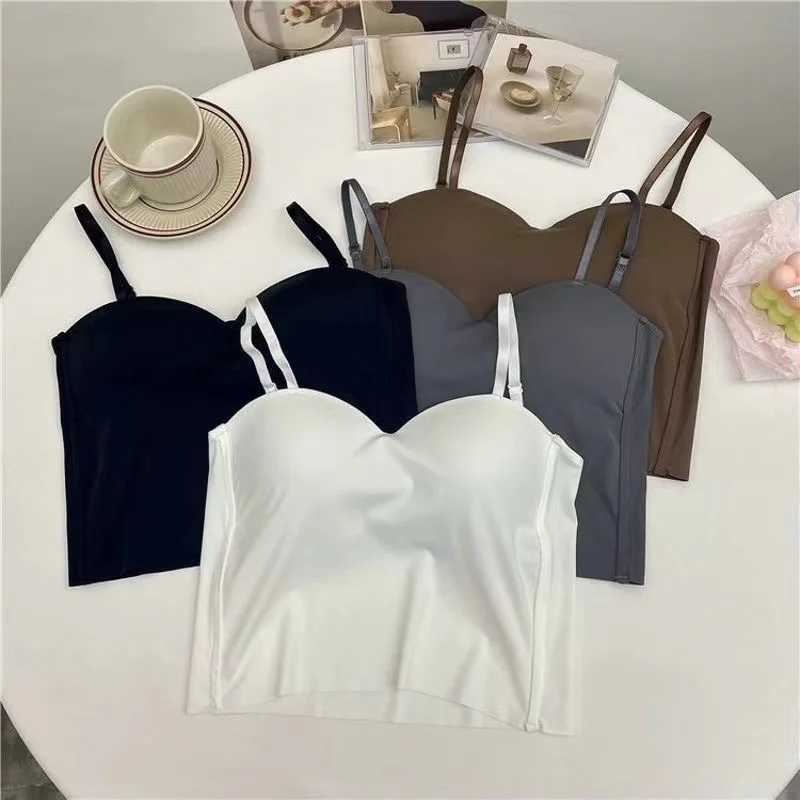 Womens summer silk trackless French back Camisol with built-in fixed cup and external spice packaging boxXJ250508