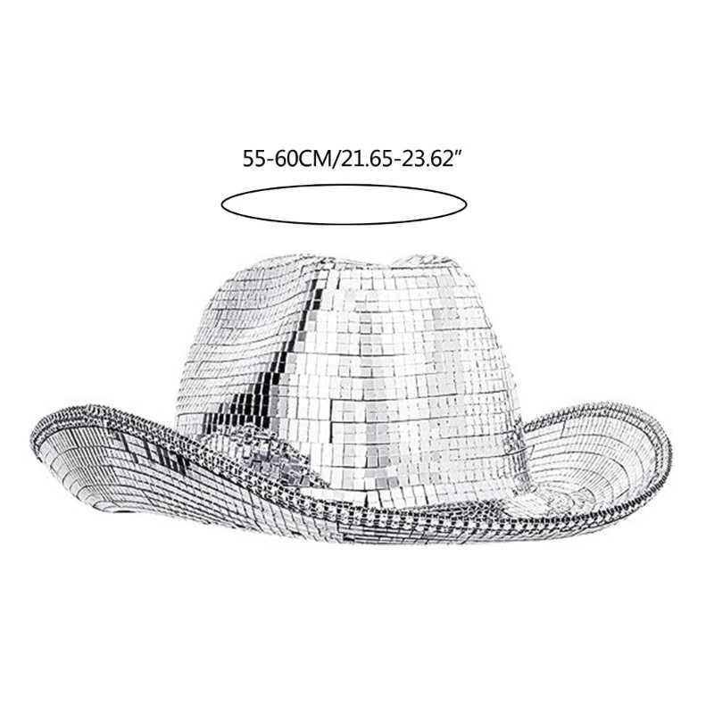Disco Ball Mirror Hat Fashion Sequins Party Hat Adult Cowboy Cap for Music Festival Stage Dancing Hat Nightclub HeadgearXJ250509