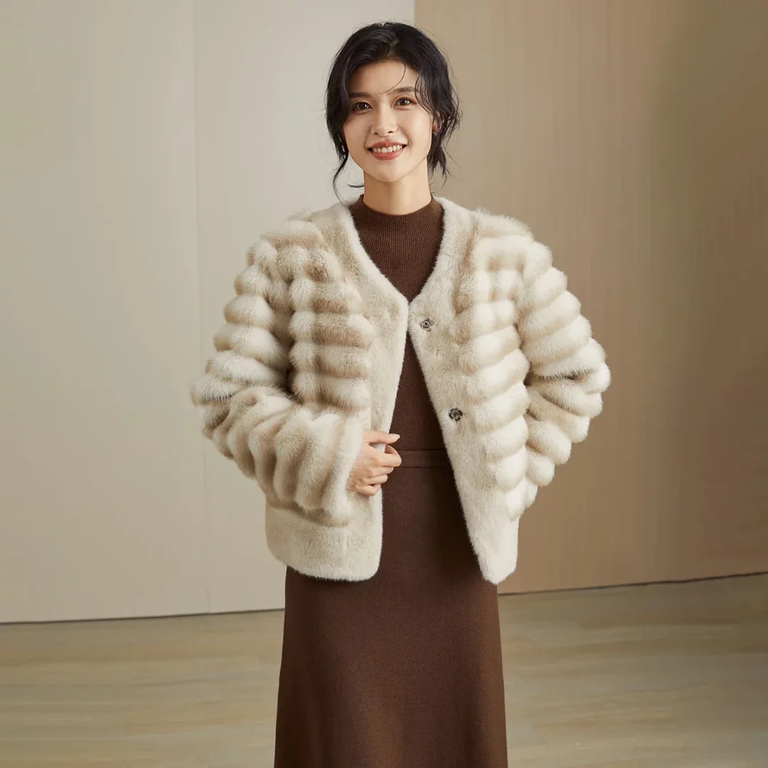 Elegant Womens Winter Cozy Velvety Artificial Mink Outerwear with High Fashion Appeal
