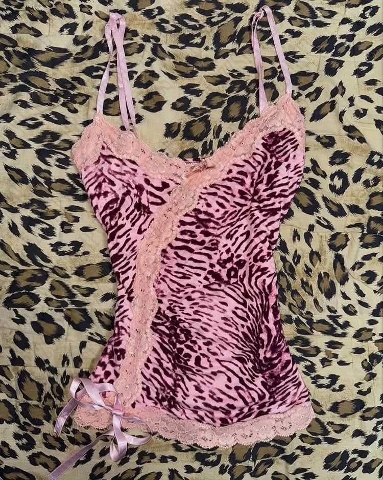 Women Pink Leopard print Halter tops Maiden Sunny girl Soft Slim Sleeveless Camisole Y2K Fashion Singlet Classic Harajuku VestXJ250508