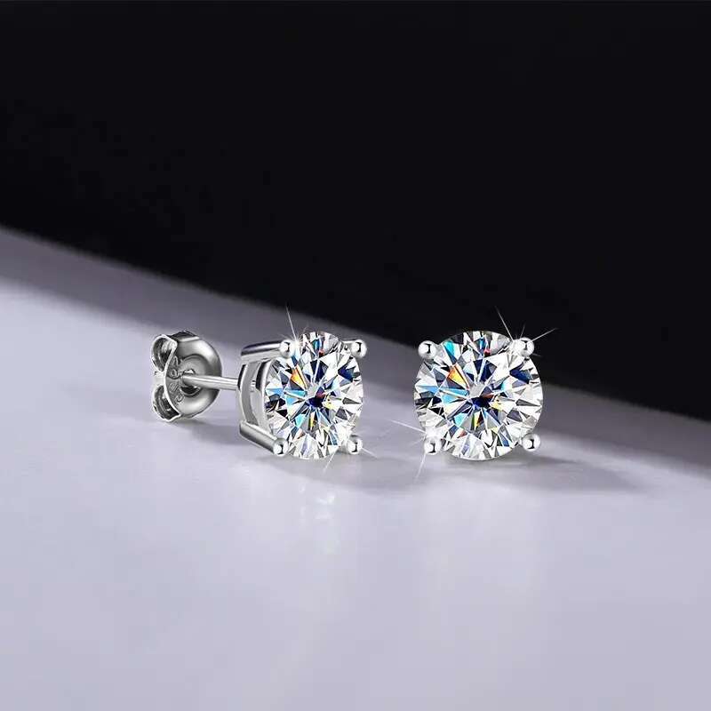 stud designer for women men solid sterling sier pass dia tester with certificate VVS1 D color moissanite earrings jewelry woman gift designer bag