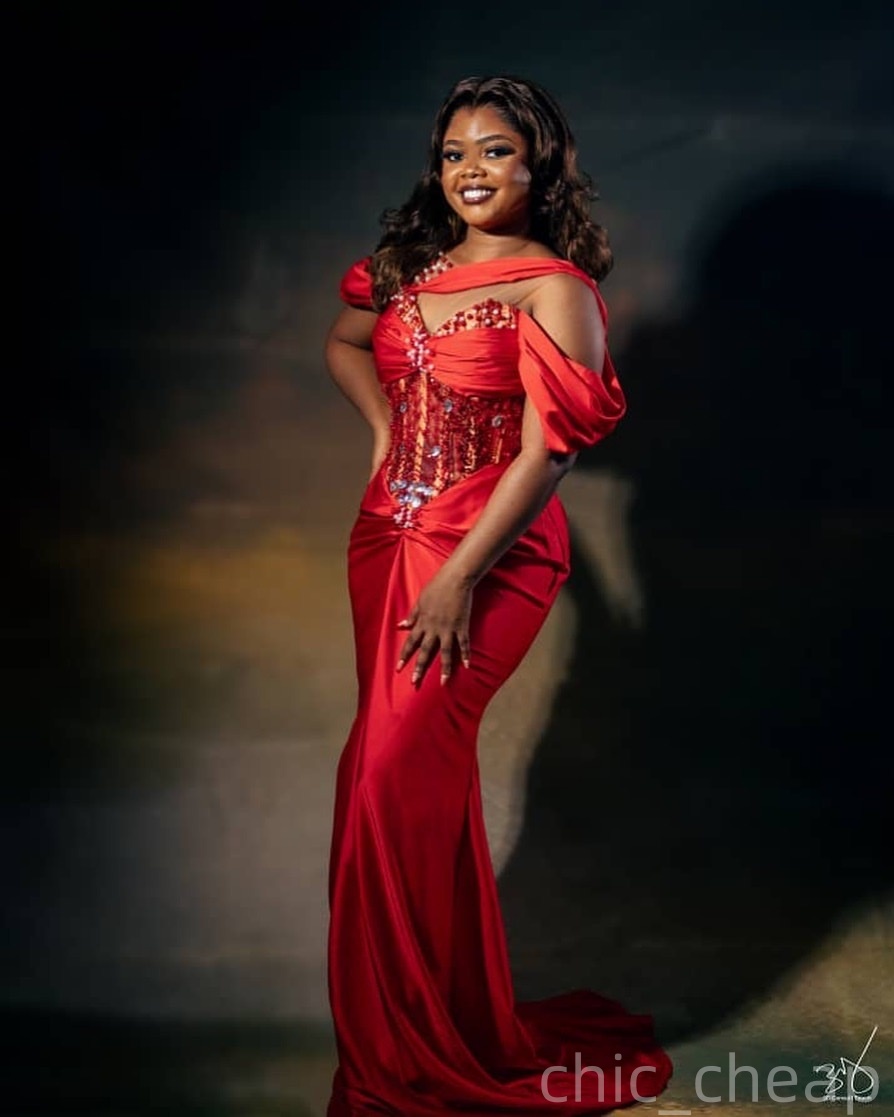 Red Mermaid Plus Size Prom Dresses 2025 Beaded Crystals Satin Sheer Neck Evening Formal Party Second Birthday Engagement Gowns Dress For Special Occas