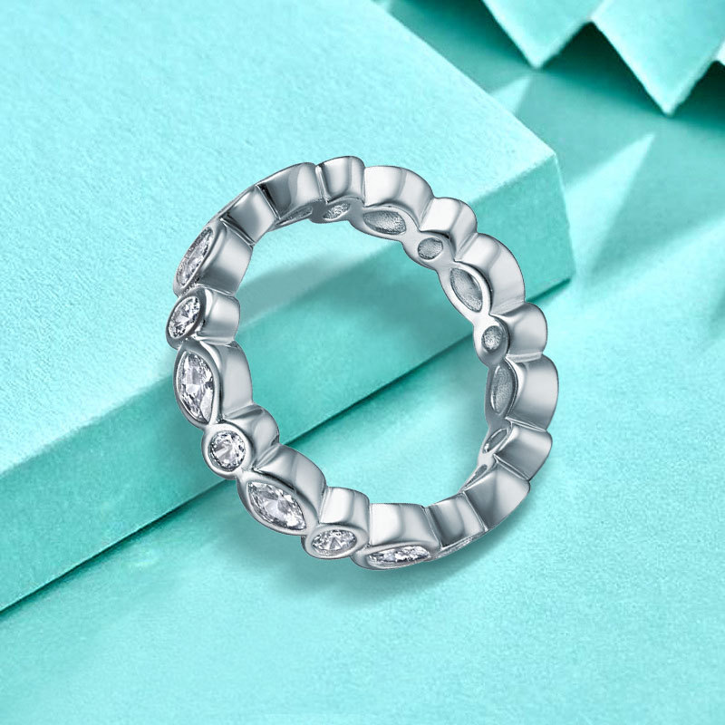 Zirconia Ring, S925 Sterling Silver Marquise & Round Cut Diamond Ring, Fashionable & Unique, Wholesale Silver Jewelry from Manufacturer