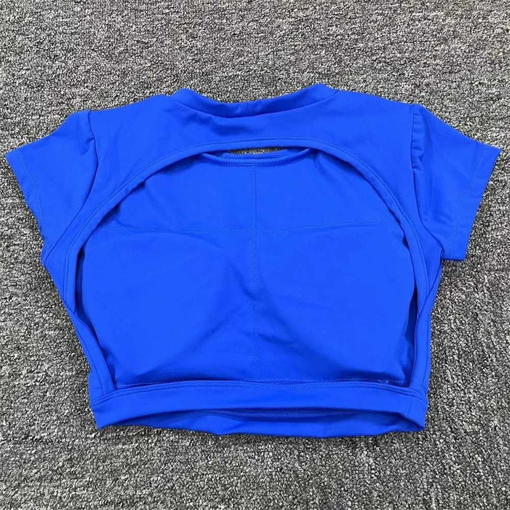 Pad Nylon Sports Shirts ss Workout Tops Fitn Sportswear Fa Yoga Clothing Sport Crop Tops Women Gym ShirtXJ250509