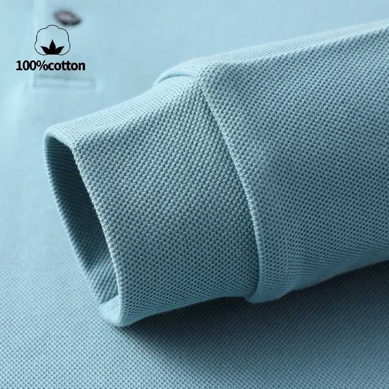 Durable 100% Cotton Men Polo ShirtAutumn Leisure Long Sleeve Breathable Lapels T-shirt 16 Colors Perfect for and Sports Z250509-1