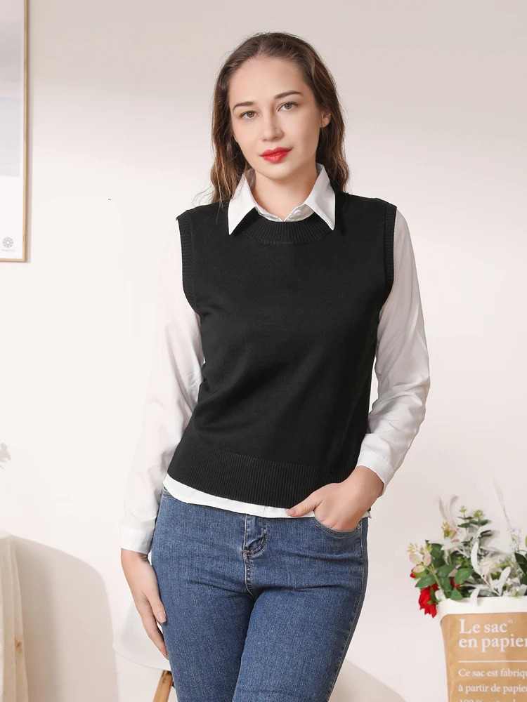 Clothing sweaters vests Korean style shirts cropped tops pullout warm aprons sleeveless 250430Z