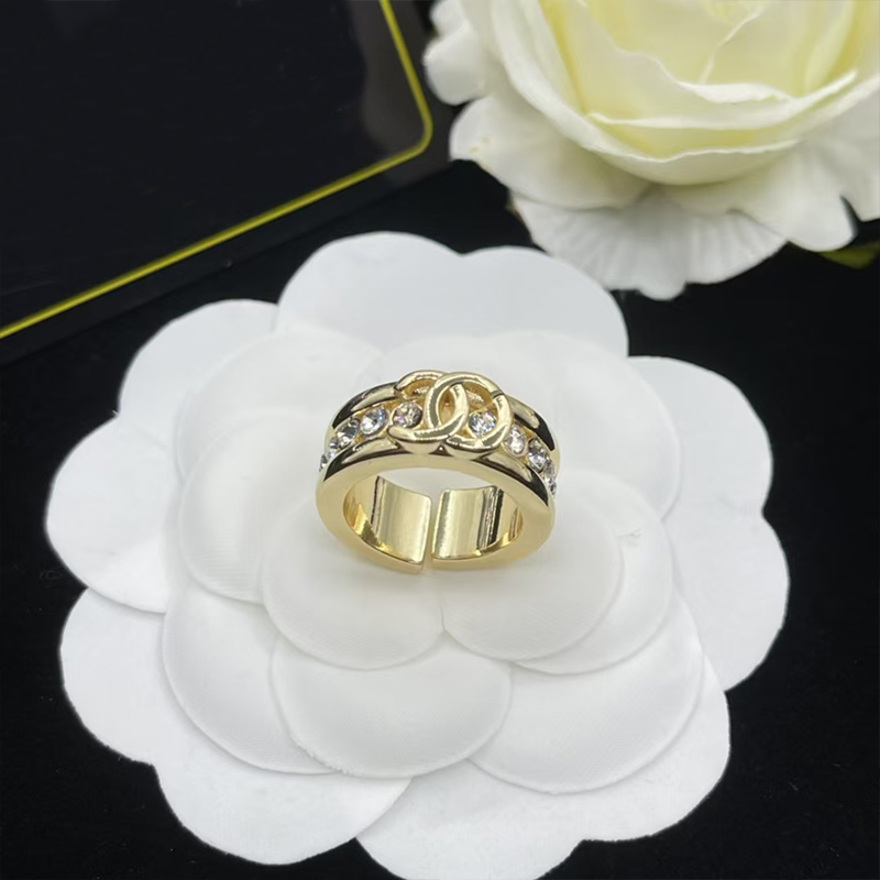 Fashion brand CC ring luxury crystal paired ring couple diamond engagement ring 925 silver designer jewelry for women