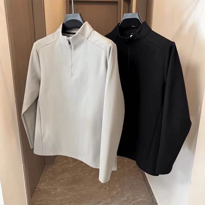 American style stand up collar zipper hoodie for men in spring autumn, with high-end feel and a German velvet base top