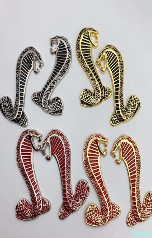 3D Metal Mustang Snake Cobra Logo Emblem Badge Decals Car Fender Side Sticker for Ford Mustang Shelby GT6803791