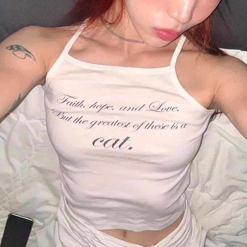 Sexy womens cut top tight corset vest top Y2k letter graphic printed clothing retro punk gothic Camisol pleated baby womens clothingXJ250508