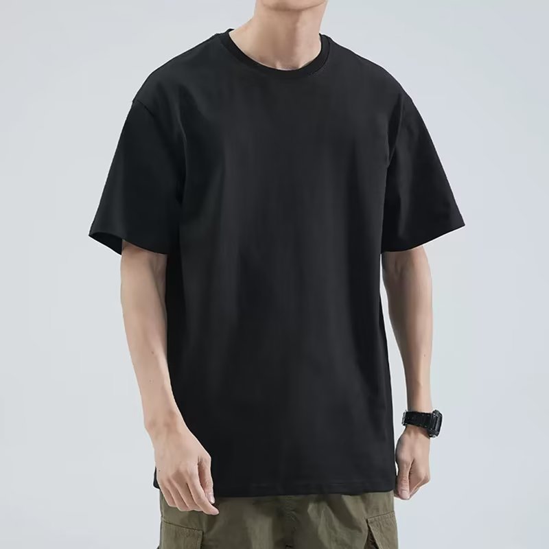 Men's T-Shirts Summer new short-sleeved loose T-shirt for men, trendy brand leisure half-sleeve trend t-shirt, basic shirt with five-eighths slee