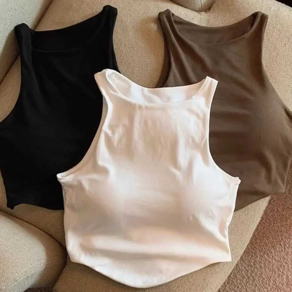 Womens Sports Tops Sexy Tank Top Summer Autumn Comfortable U Sports Bra Off Shoulder Sleeveless Camisole Ladies Slim UnderwXJ250508