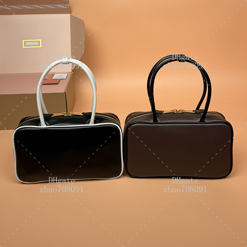 Double tone color Designer Bowling Bag Calfskin Leather Handbag Medium size 30CM Diamond quality Woman's Shoulder Bag With Box M2501073B