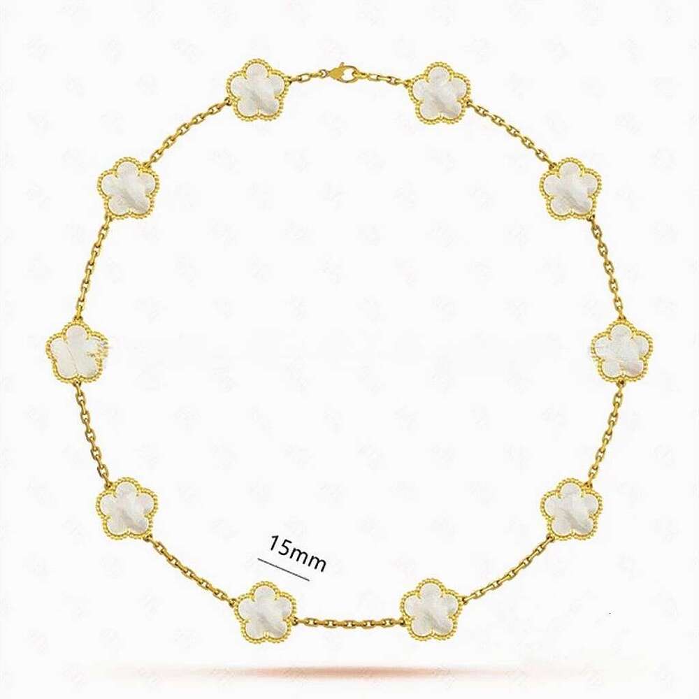10 Wer Necklaces Designer For Women Stainless Steel Plated Gold Jewelry Woman Mother Of Pearl Four Leaf Clover Necklace Daily Outfit Christmas Gift