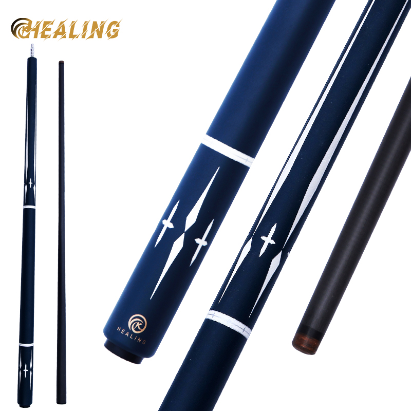 OKHEALING 1/2 Split Play Cue 12.4mm Tip Diameter Pool Cue Carbon Fiber Billiard Cue Radial Pin Joint Weight Adust 19~20oz Pool Cue Stick