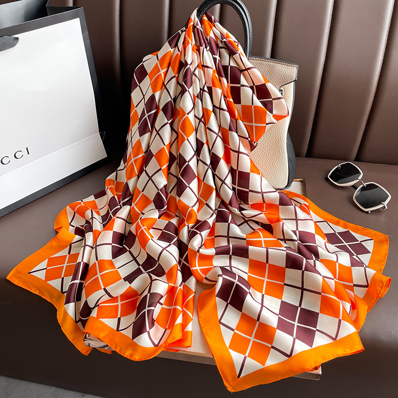 K665 Carefully selected long shawl silk scarf versatile scarf for women gardenia high-end ruffled beach towel