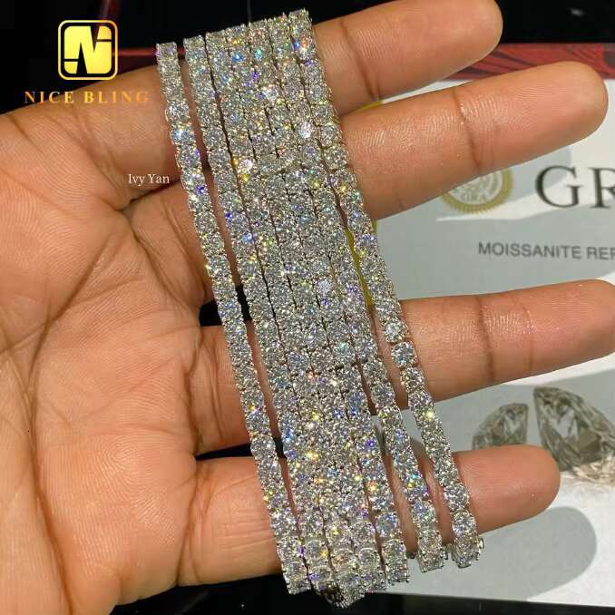 Hot Sale 5mm VVS Moissanite 925 Silver Pass Diamond Tester Hip Hop Jewelry Bracelet Necklace Iced Out Diamond Tennis Chain