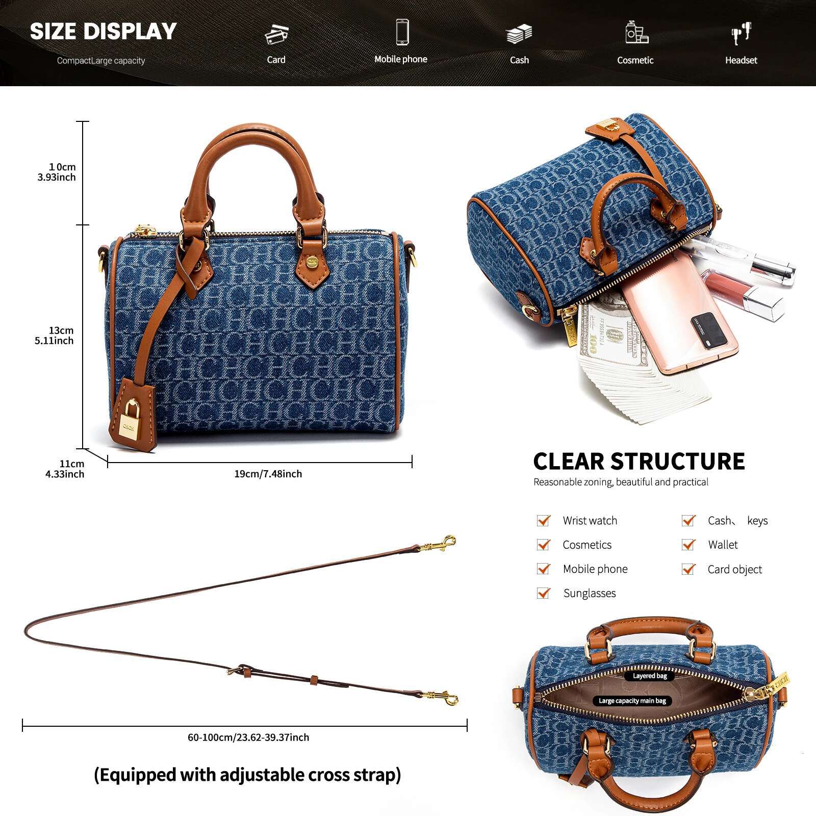 Shoulder Bag 2025 New Cowboy Splicing Pillow Bag, Casual Party Women's Handbag