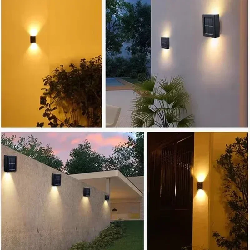 Solar Wall Lights Outdoor Warm/White Solar Wall Mount Porch Lamp Up And Down Lighting For Garden Street Landscape Balcony Patio
