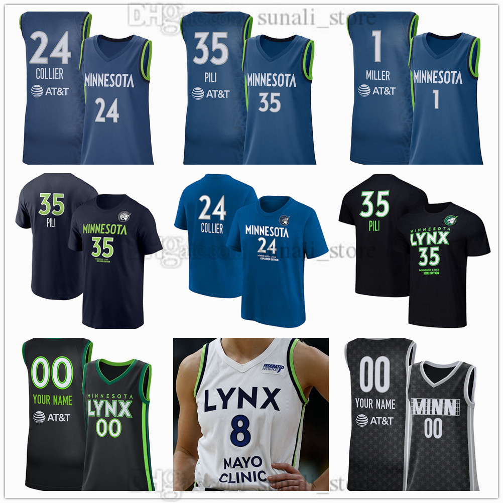 Minnesota Lynx Basketball Jersey 24 Napheesa Collier 35 Alissa Pili 0 Aubrey Griffin 1 Diamond Miller 14 Dorka Juhasz 21 Kayla McBride 10 Courtney Williams Printed