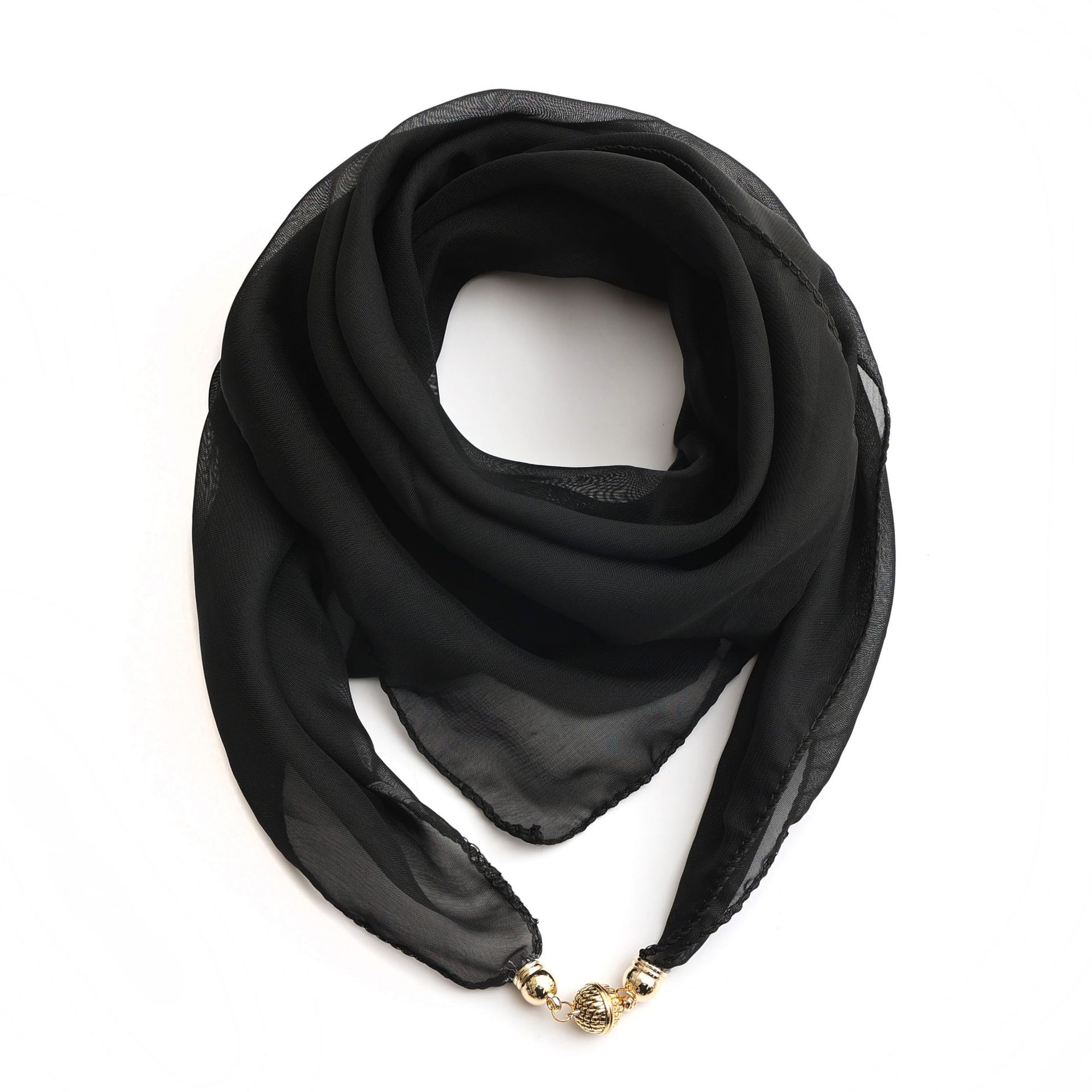 K660 Women's Spring and Autumn New Magnetic Snack Thin Red Square Scarf Scarf Scarf Decorative Versatile Neck Protection Lazy Scarf
