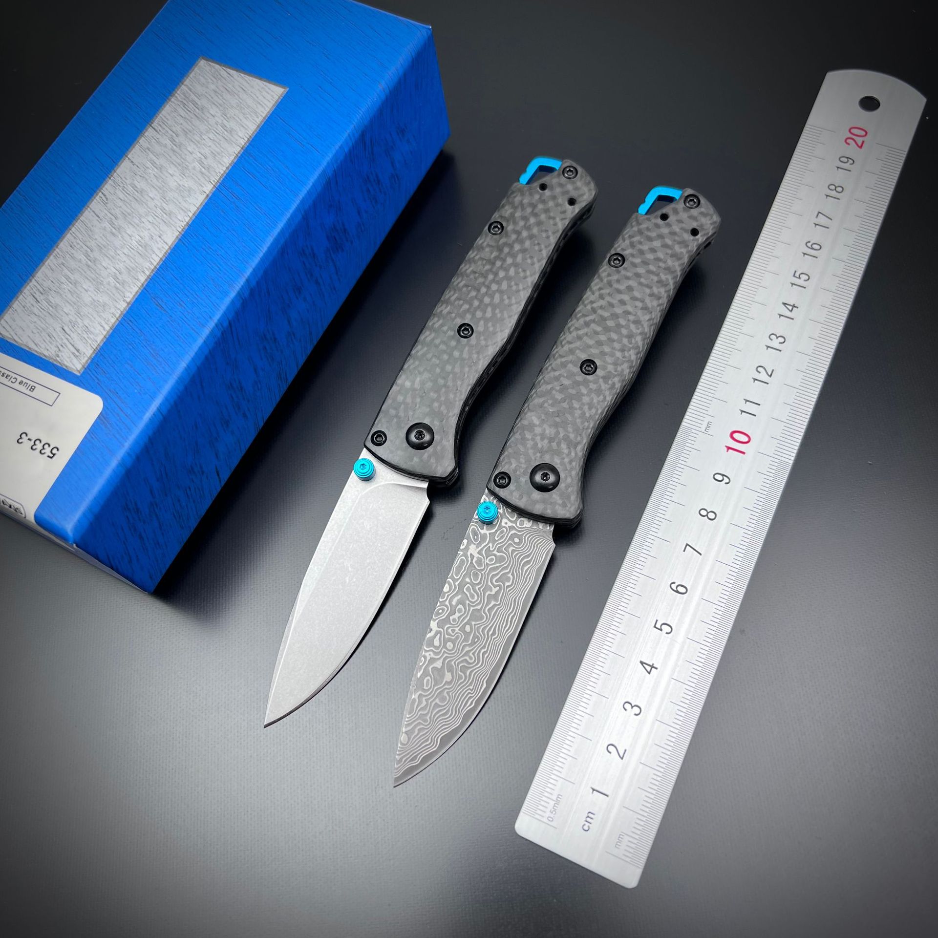 533 Carbon Fiber Handle Folding Knife Damascus Steel Outdoor Mini Pocket Knife S30V Portable outdoor survival equipment