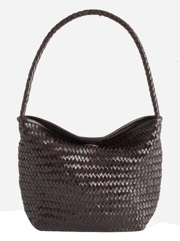 new high end one shoulder hand woven bucket underarm bag women s