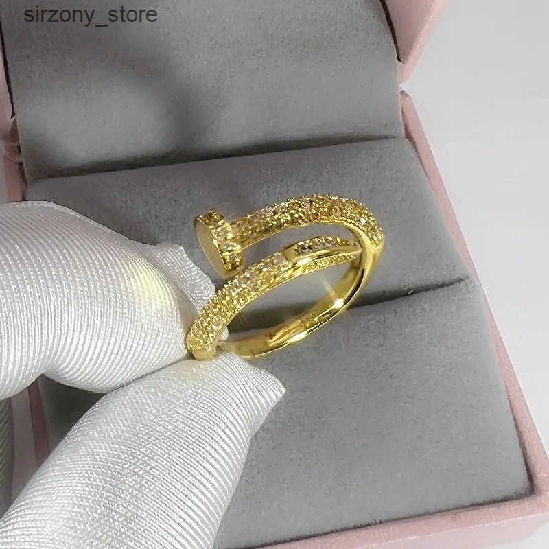 Copper Nails Zircon Series Rings Street Hip-Hop Cool Style INS Niche Design For Girls Holiday Gifts z250509