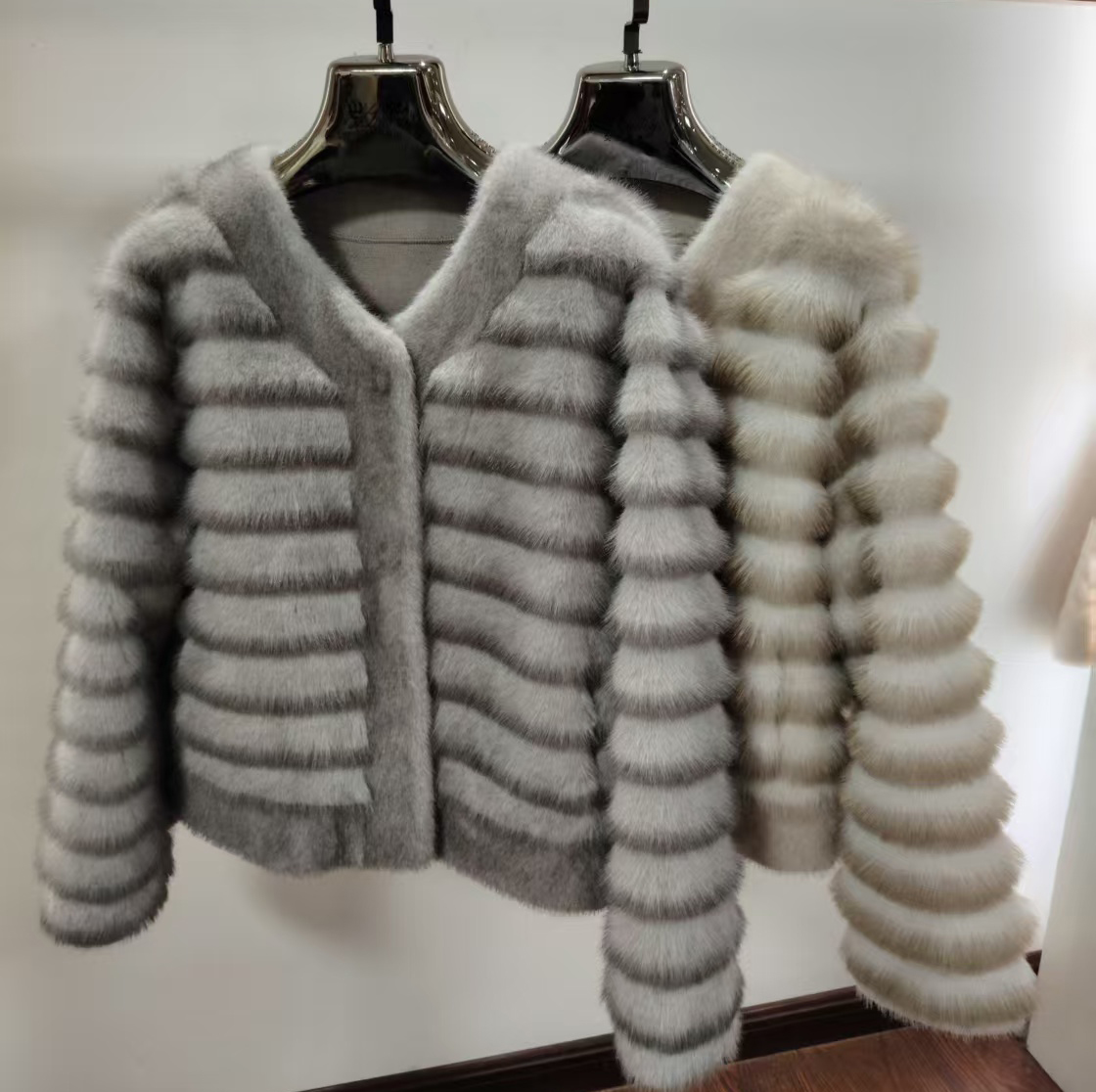 Elegant Womens Winter Cozy Velvety Artificial Mink Outerwear with High Fashion Appeal