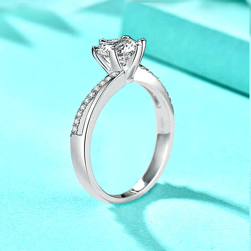 925 Sterling Silver Six-Prong Twist Band Ring, Elegant Closed-End Design, Ins-Style Women's Ring