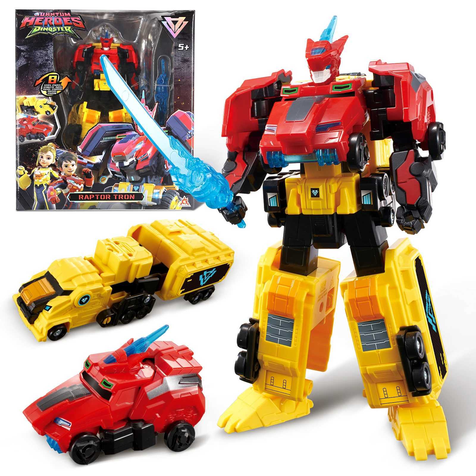 Quantum Heroes Dinoster 2-IN-1 Stego Blast Wing Transfrom from Car to Robot Action Figure Anime Deformation Kid Toys GiftT250509