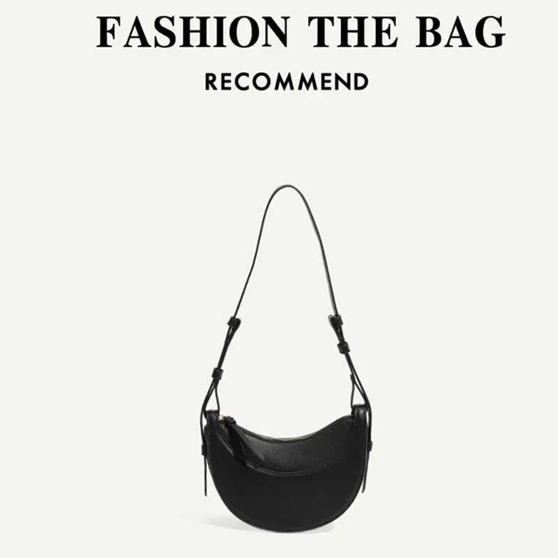 French Niche Crescent Bag 2024 New High end Leather Saddle Bag Single Shoulder Cross Body Handbag Z250509-1