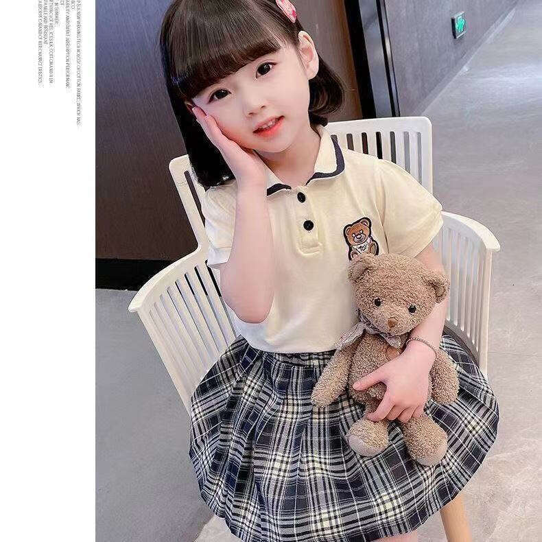 2024 Fashion Western Style JK Skirt, Two Piece Set, Baby Girls' Summer Clothes, College Trend