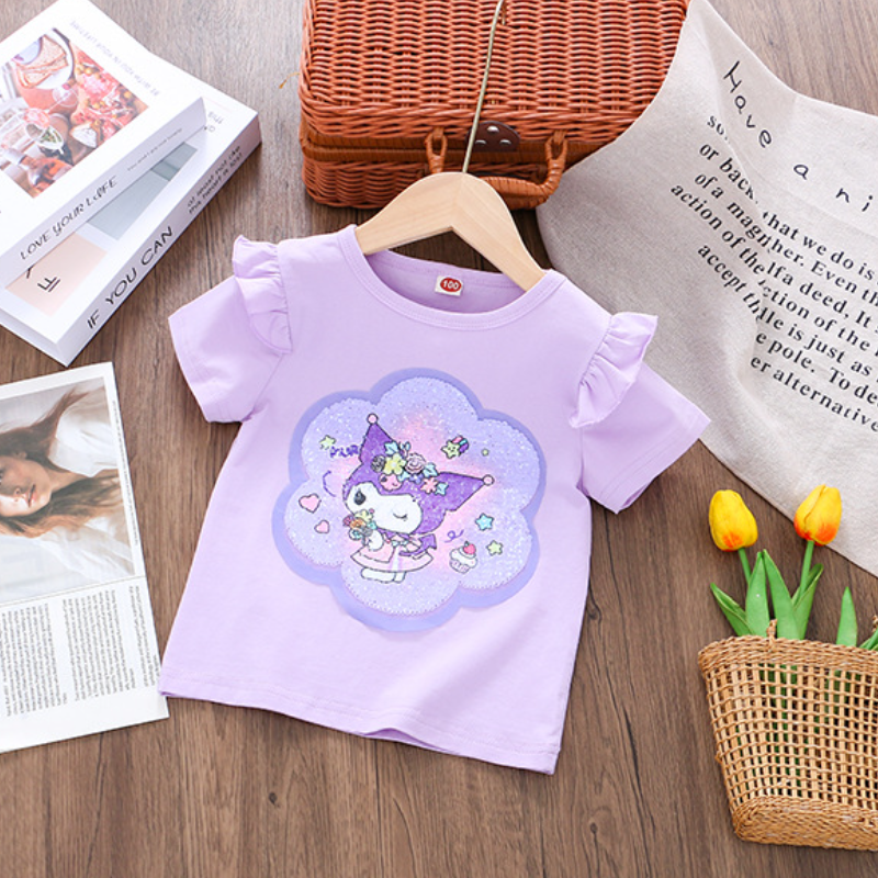 Disney's Frozen Princess Elsa Children's infant designer clothes Cartoon Pattern Short Sleeved Top for Girls Designer Clothes Baby Girl'