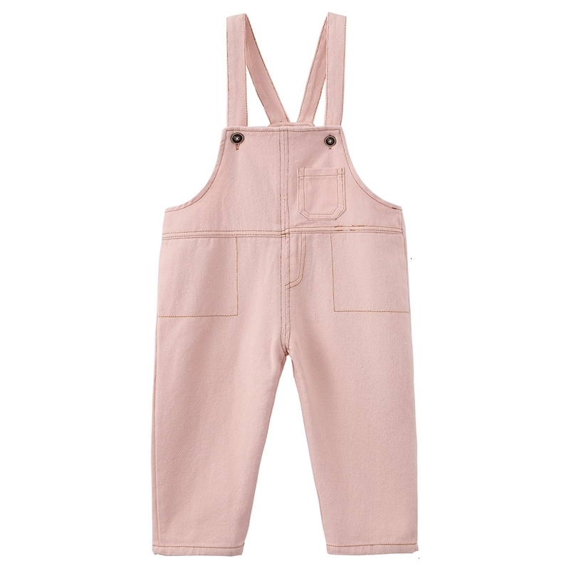 Boys Girls Denim Overalls Button Multi-pocket Cotton Plain White Pants for Kids Jean Jumpsuit 1-7 Years 250508