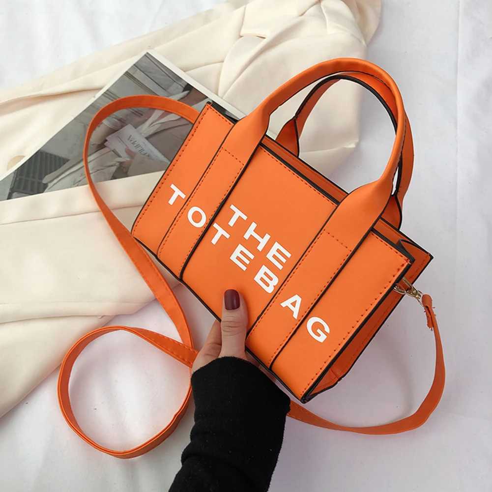 Women Shoulder Bag Contrast Letters Fashion Ladies Tote Bag PU Leather Portable Casual Simple Adjustable Straps Female Satchel Z250509