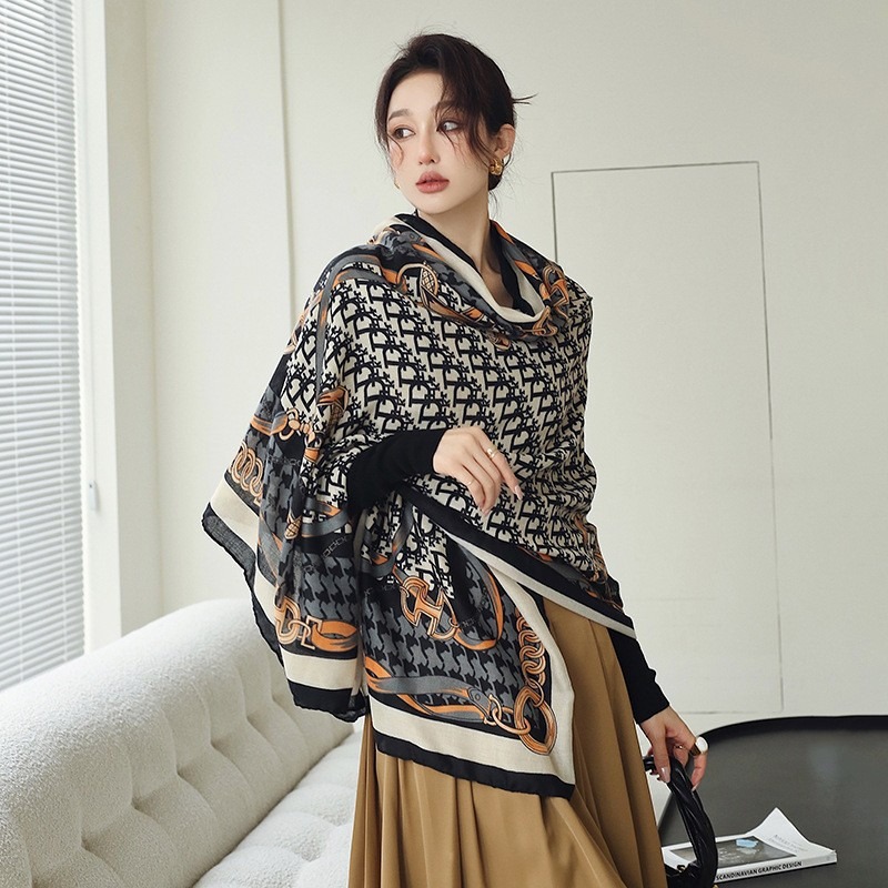 K667 Autumn and winter warm cotton and linen scarf fashionable and versatile silk scarf for women to travel sun protection cape outer wear shawl