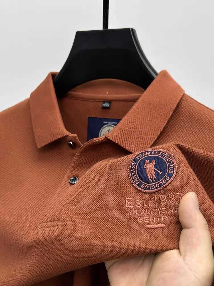 100% Cotton Mens Polo Shirt Short Sleeve Exquisite Embroidered Brand lapel T-shirt 2024 Summer New Breathable Casual Top Z250509-1