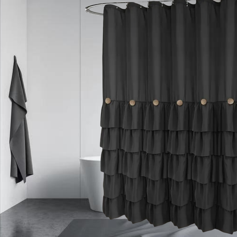 Five layer lace button decoration curtain, fashionable, durable, waterproof, high-quality product, new model, machine washable Color can be customized
