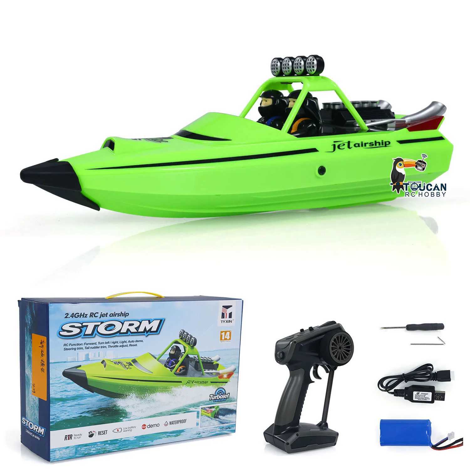 RC RTR Boat Lights Self Righting Jet Ship Toy 2.4G Radio control Racing Boat Outdoor Model Toy for Gift TH23966 X250509