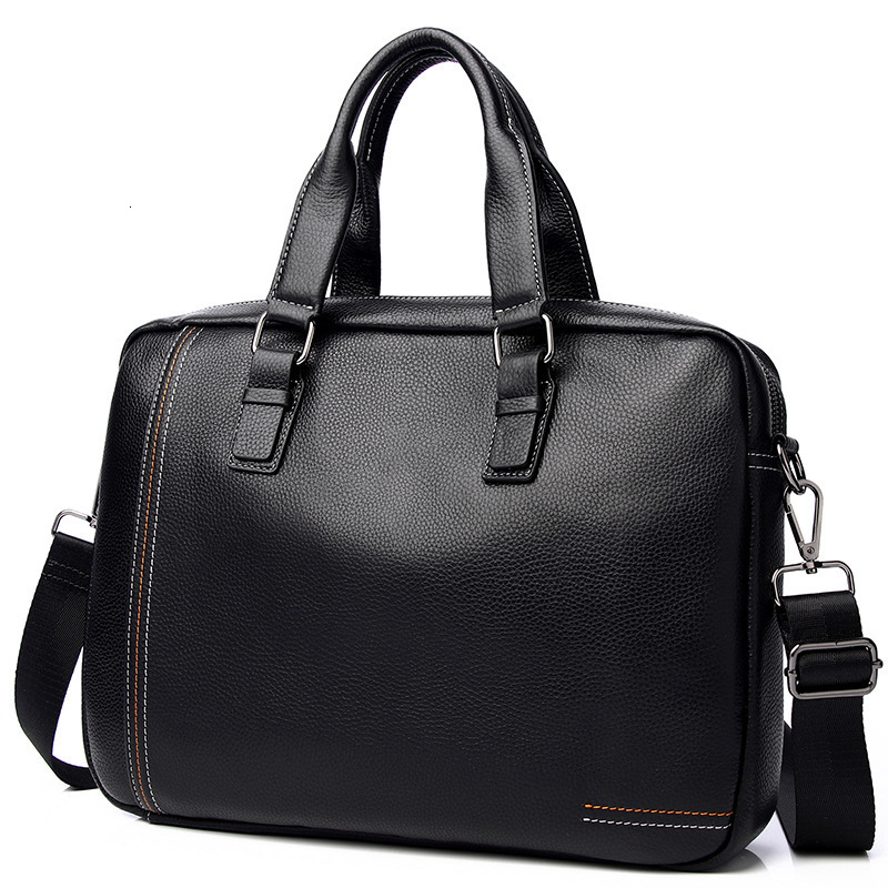 Briefcases Genuine Leather Men Executive Briefcase Large Capacity Zipper Handbag Office Shoulder Messenger Bag Business Male Laptop Bag 231030