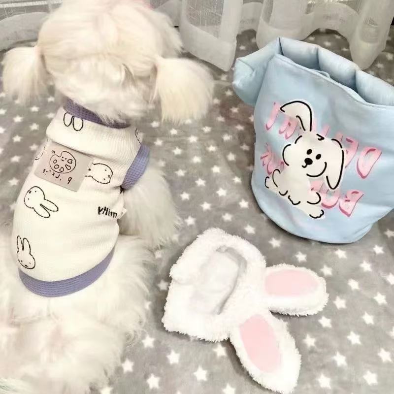 T00171 Dog clothes spring autumn summer waffle Maltese Teddy Bichon pet clothes cat cute breathable thin