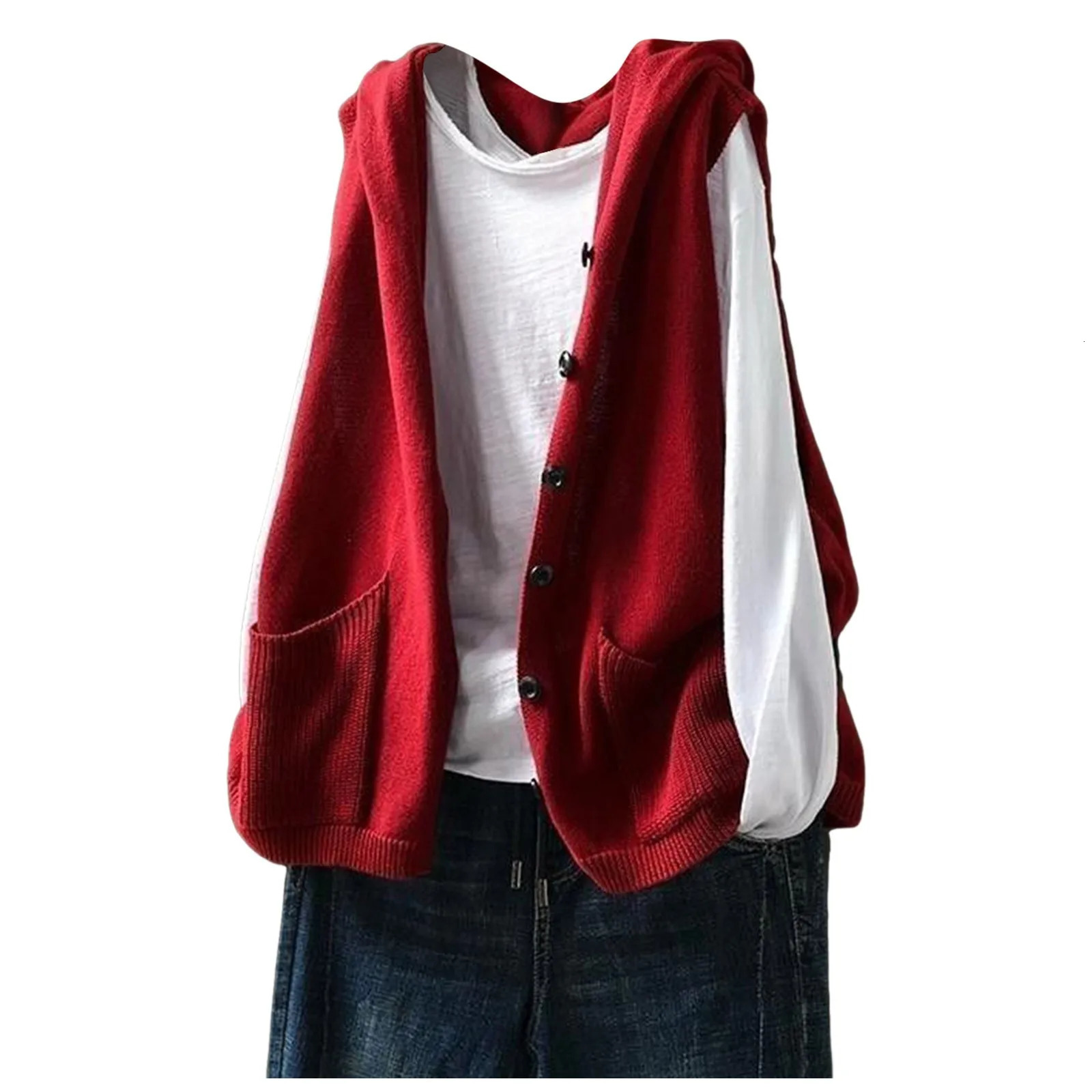 Open top plain knitted sleeveless vest 250430Z