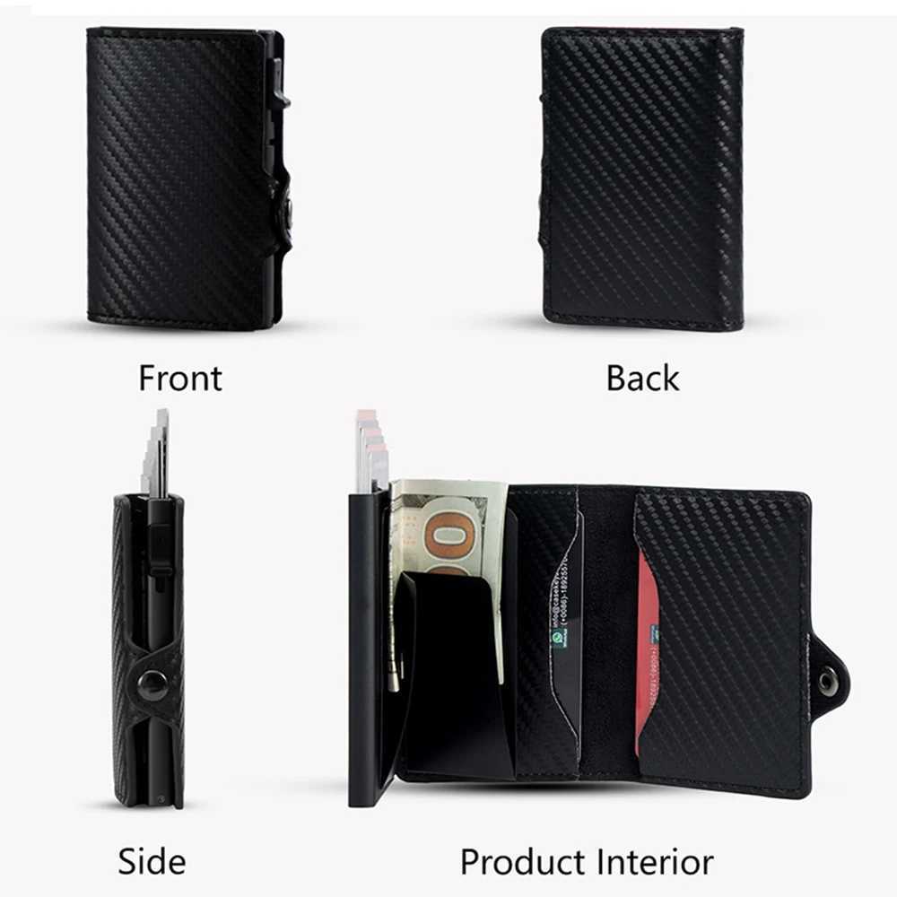 Carton carbon fiber protector card holder Tarjetero Hombre RFID leather single box smart wallet ultra-thin pop-up carton Z250509