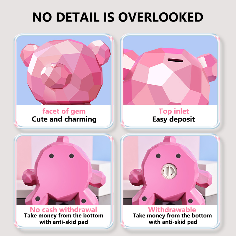 Red sitting geometric bear piggy bank