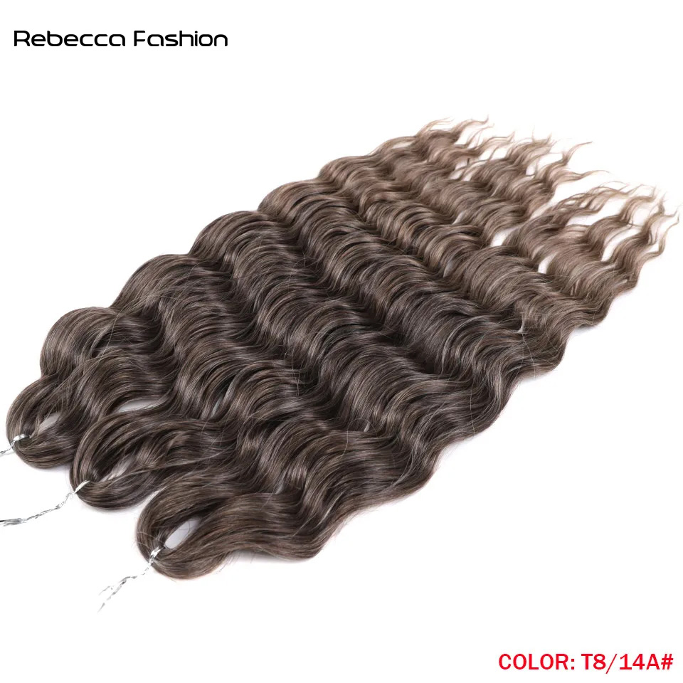 Rebecca Fashion Hair Synthetic Loose Deep Wave Braiding Hair Extensions 24 Inch Water Wave Braid Hair Ombre Blonde Twist Crochet Curly Hair
