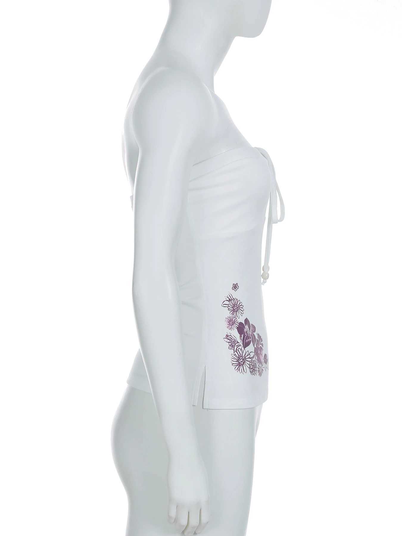 Cuteandpsycho sexy bow sleeveless solid Camisol print white summer chic retro strapless top tight womens dressXJ250508