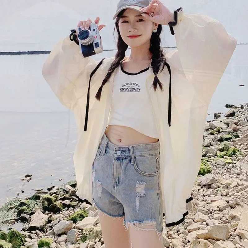 Fashion Hooded Sun Protection Coat Women Summer Long Sleeve Thin Breathable Jacket Female Korean Streetwear Sun-Proof Clothing M250509